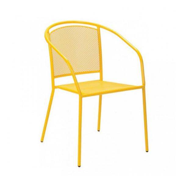 Baštenska stolica metalna Arko sa naslonom za ruke žuta 051115