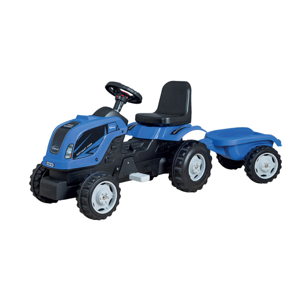 Traktor sa pedalama sa prikolicom plavi 010121