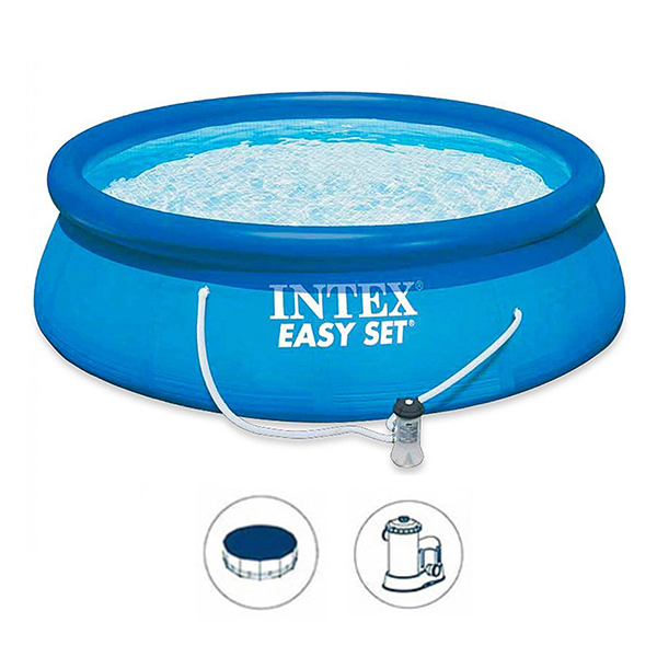 Porodični bazen za dvorište sa pumpom i prekrivačem 244x61cm Easy Set Intex 28108NP/28020