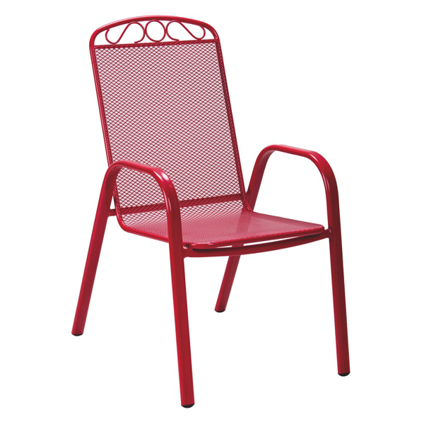 Baštenska stolica metalna Melfi sa naslonom za ruke crvena 051122-609218