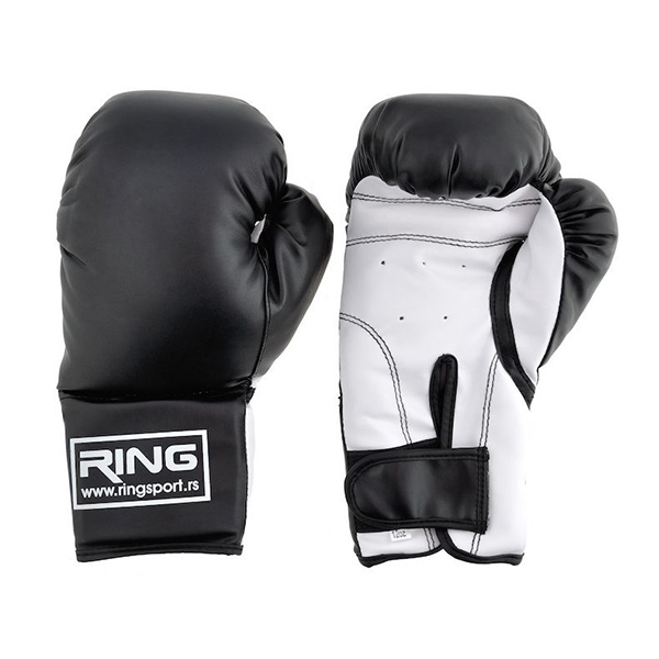 Rukavice za boks crno bele PVC RING RS 2211-12