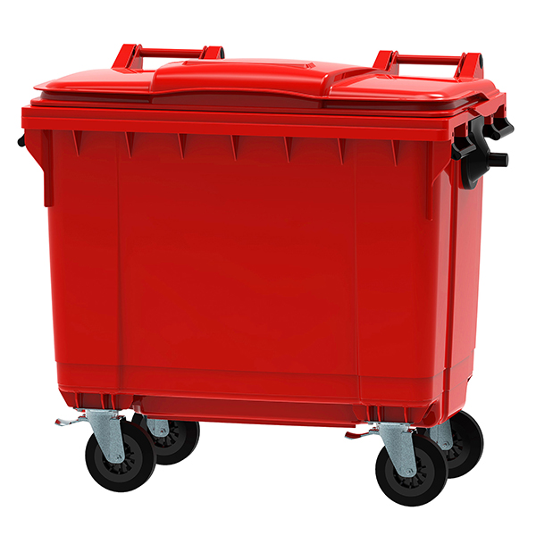Plastični kontejner 660l ravan poklopac crvena 3020