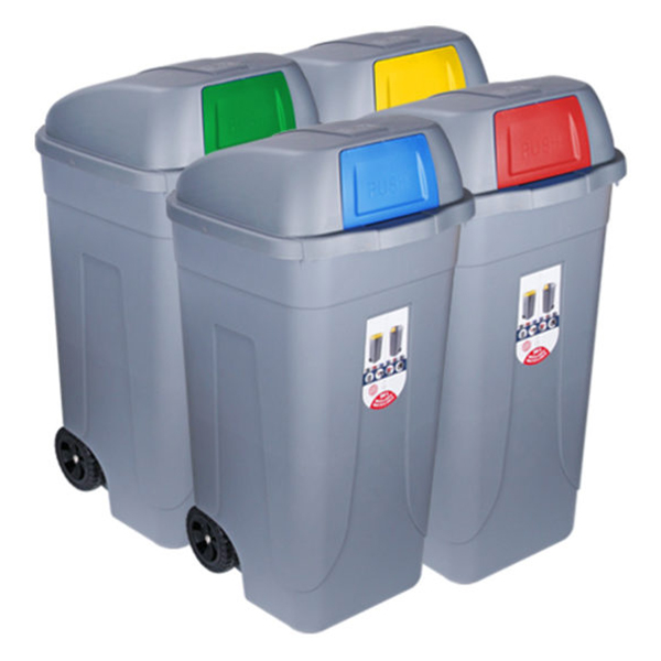 Dvorišna kanta za smeće sa točkovima i klatnom 100l multicolor-kl