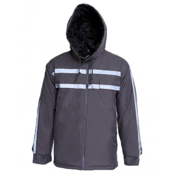 Zimska jakna sa kapuljačom i fluo trakama siva veličina L 26702