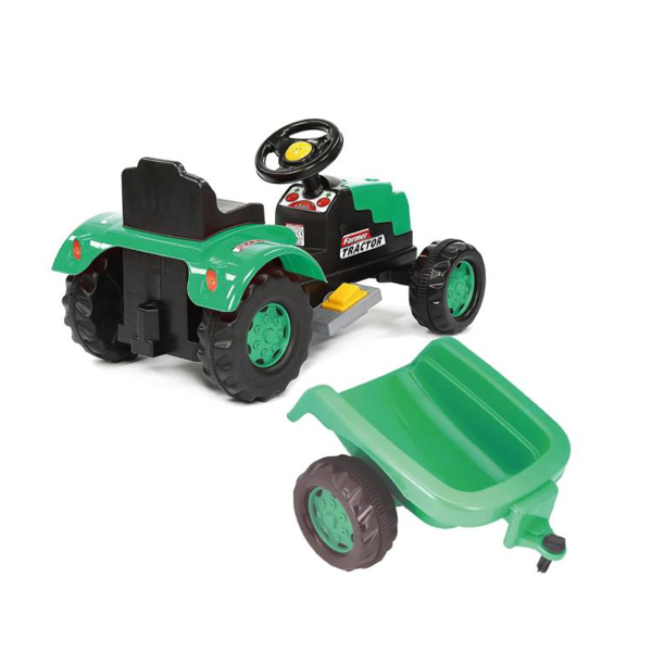 Traktor na akumulator sa prikolicom zeleni 309666