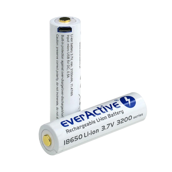 Industrijska punjiva baterija 3200mAh EverActive EVA18650USB