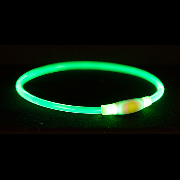 Flash Light Ring ogrlica USB zelena L-XL Trixie 12661