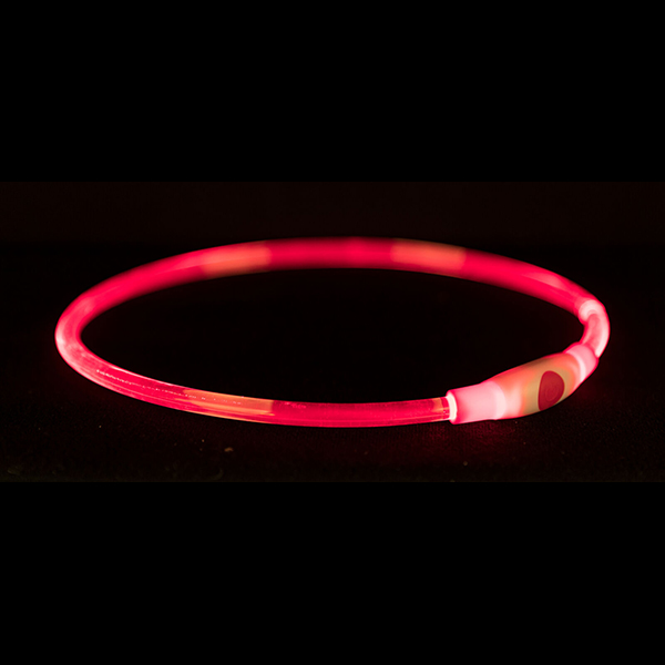 Flash Light Ring ogrlica USB crvena L-XL Trixie 12663