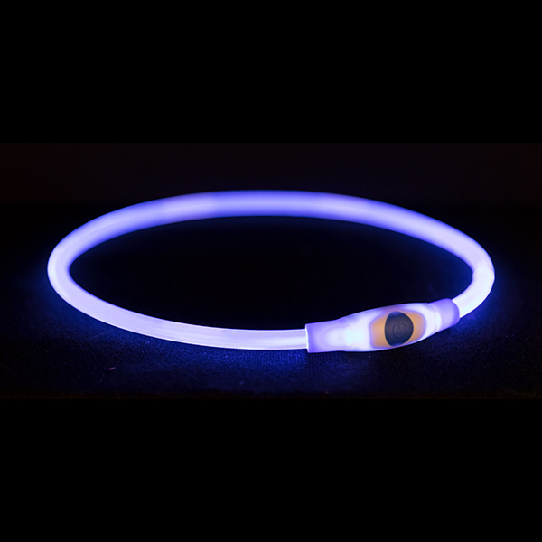 Flash Light Ring ogrlica USB plava L-XL Trixie 12665