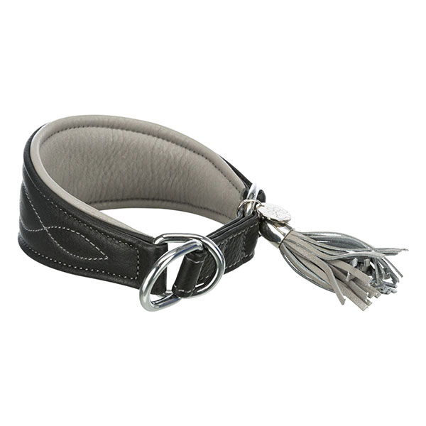 Ogrlica za hrta XS 21-26cm/40mm koža crno siva Trixie 02OGRTR018960