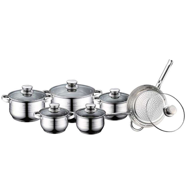 Šerpe sa poklopcem set 12 delova Inox Royalty RL1231-12