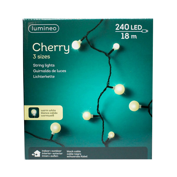 Spoljašnje Led novogodišnje lampice Cherry 18m 240 toplo belih Lumineo 494647