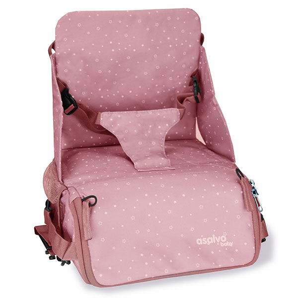 Stolica za hranjenje i torba Asalvo Go anywhere booster Humus Pink 20741