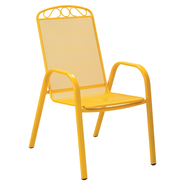 Baštenska stolica metalna Melfi sa naslonom za ruke žuta 051123-609225