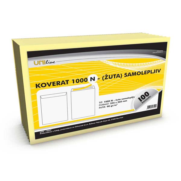 Koverte žute samolepljive 0037 Uni Line18549