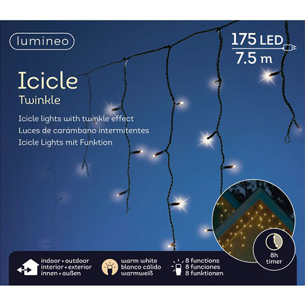 Spoljašnji novogodišnji LED svetleći niz 750cm Toplo bela Lumineo Icicle 494825