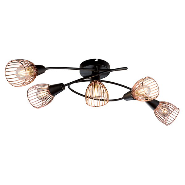 Spot svetiljka Ambix 5XE14 crna/bakar Elmark 955AMBIX5