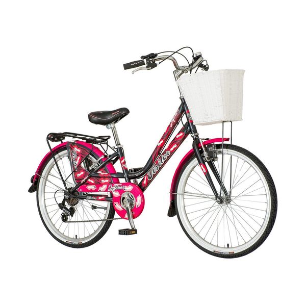Ženski bicikl Inferior Fashion 24/13 inča crno roze beli Visitor FAS246S6 1240041